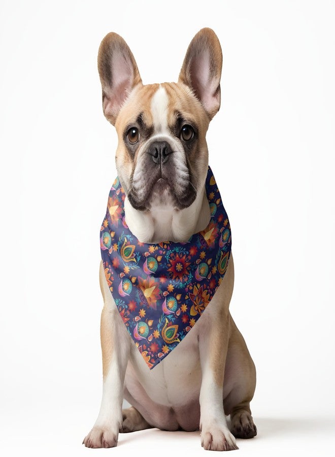 W Diwali Special Dog Bandana - Ultra Premium Satin Pet Scarf Available in Slip-On Collar Style & Cotton Tie-On Bandana Option for Medium & Large Dogs (Medium & Large, Diwali Tie-On Triangle) - Image 3